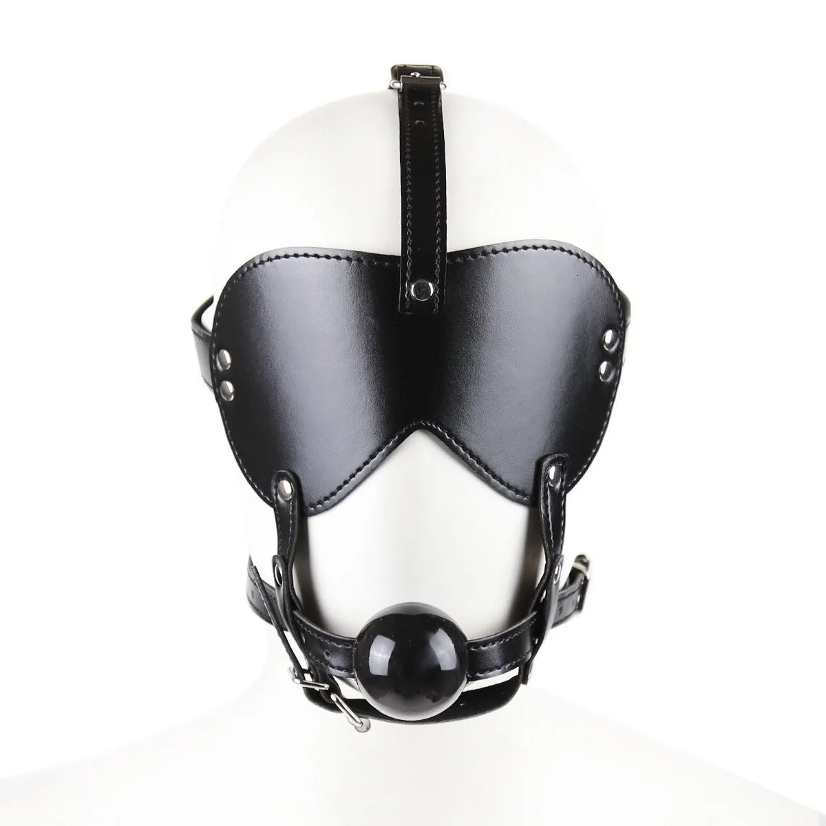 Blind Trust Gag Leather Bondage Mask with Ball Gag & Blindfold