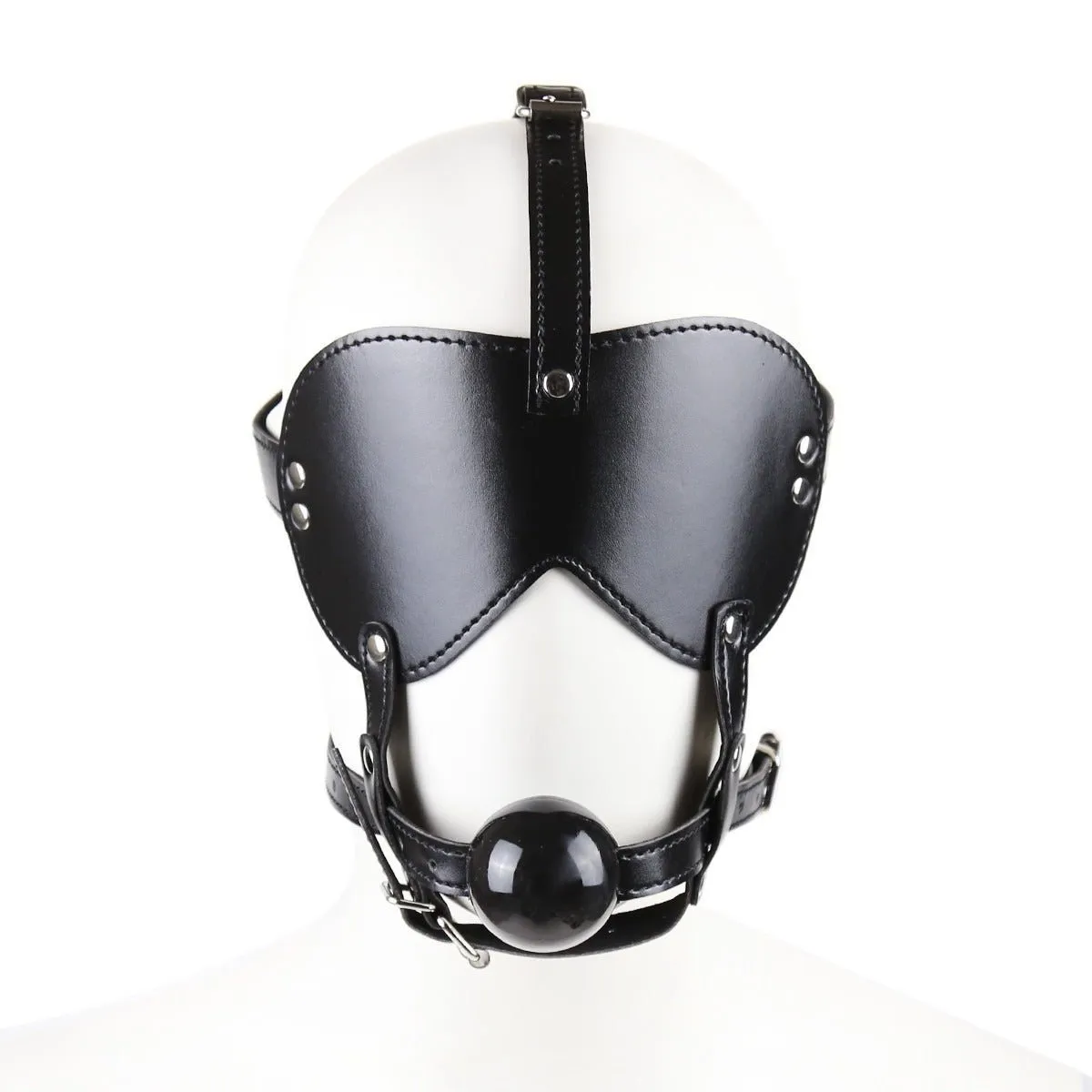 Blind Trust Gag Leather Bondage Mask with Ball Gag & Blindfold
