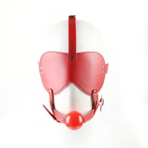 Blind Trust Gag Leather Bondage Mask with Ball Gag & Blindfold