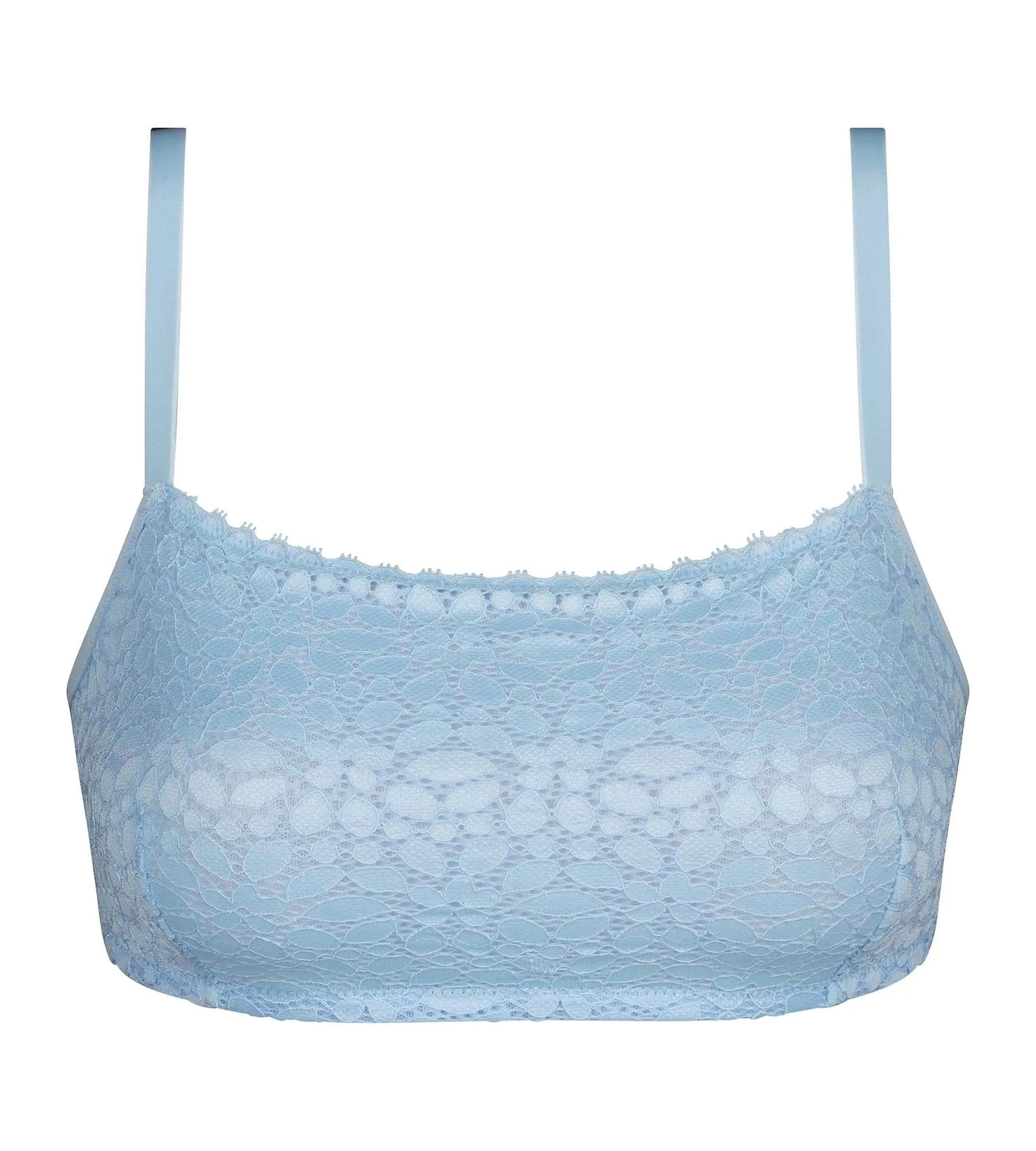 Blue floral lace underwired bralette Dim Daily shirt