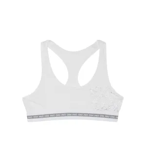 Brassière fille coton stretch Blanc avec impressions argentées Dim Sport