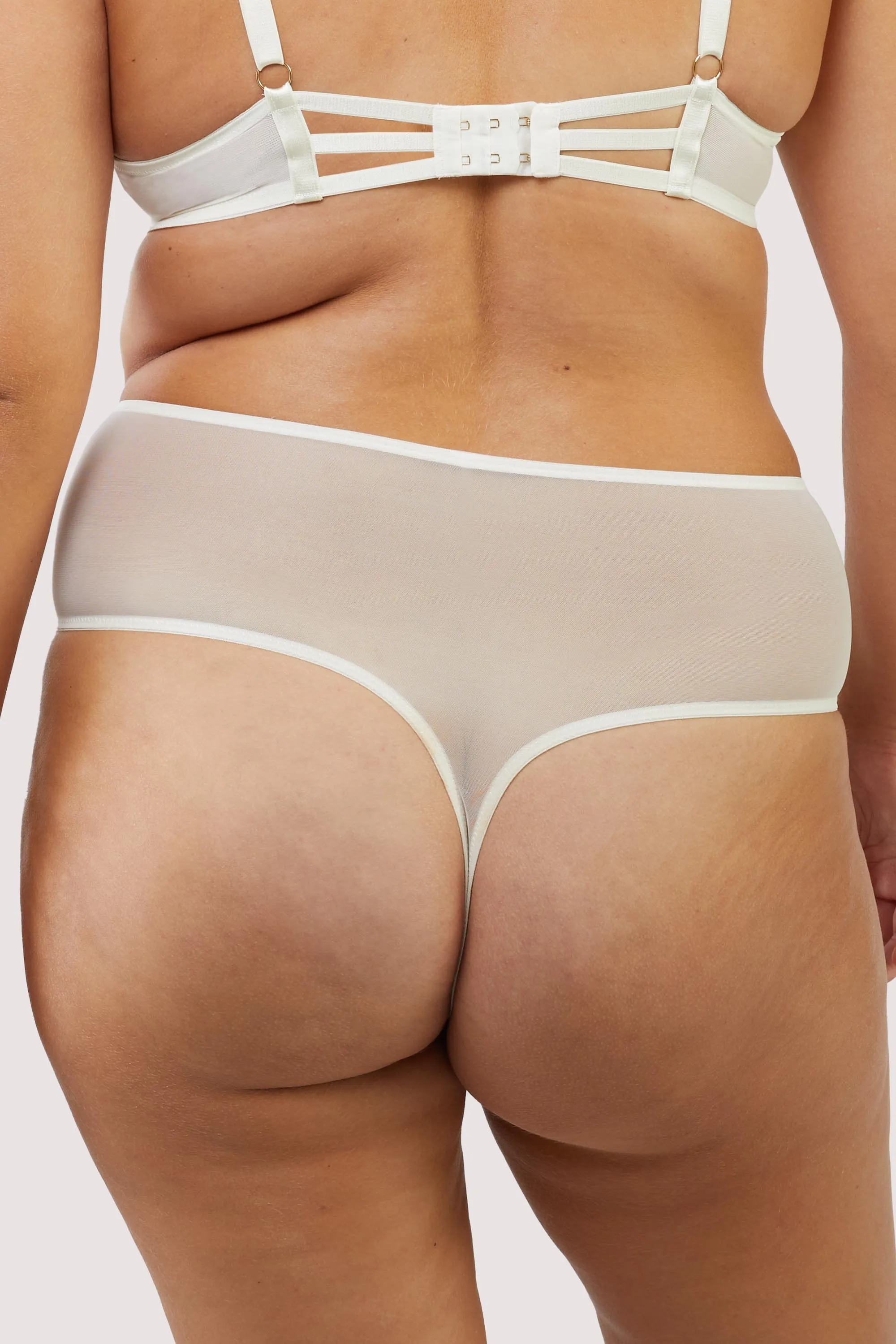 Cassia Ivory Floral Embroidery High Waisted Thong