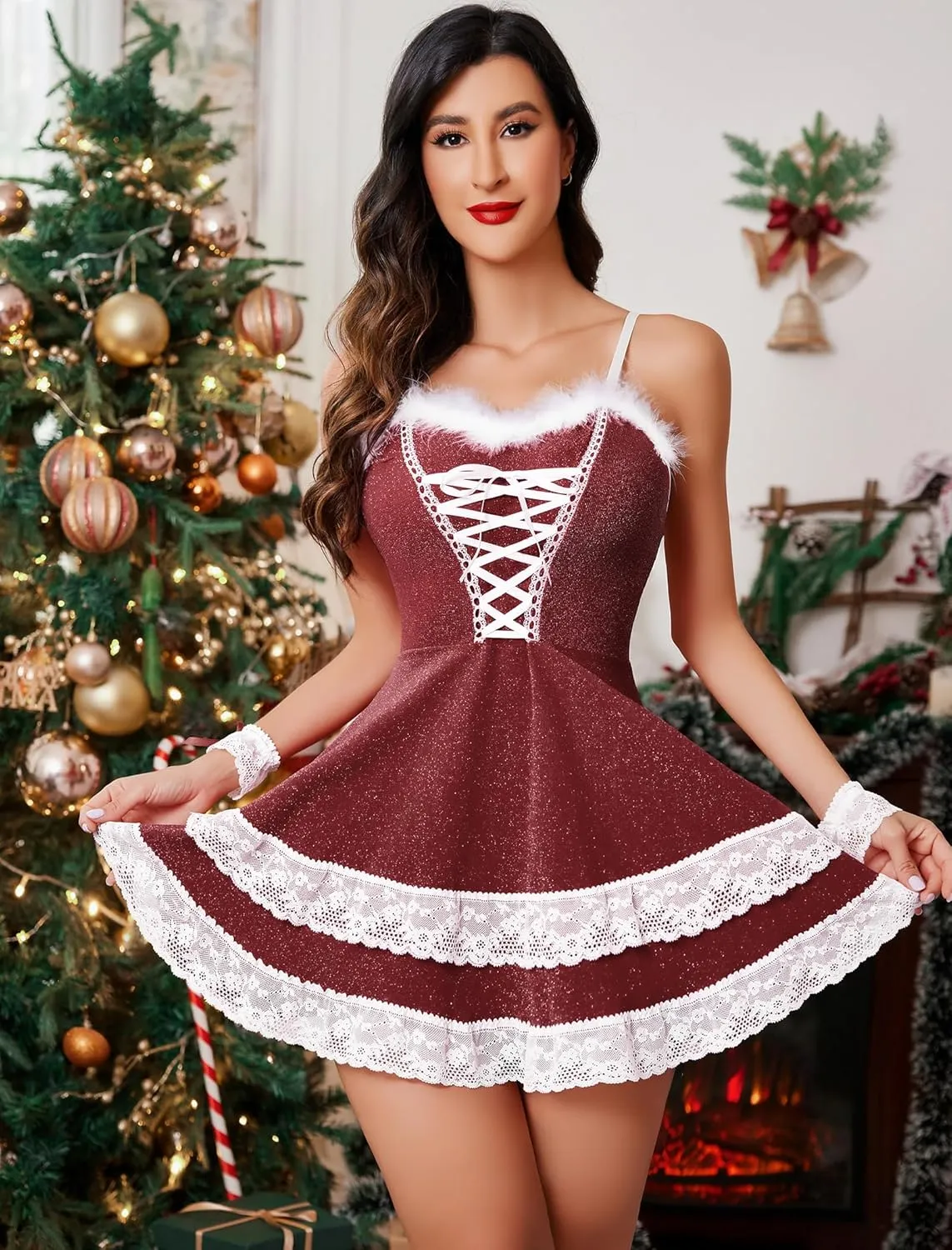 Christmas Dress V Neck Party Dress