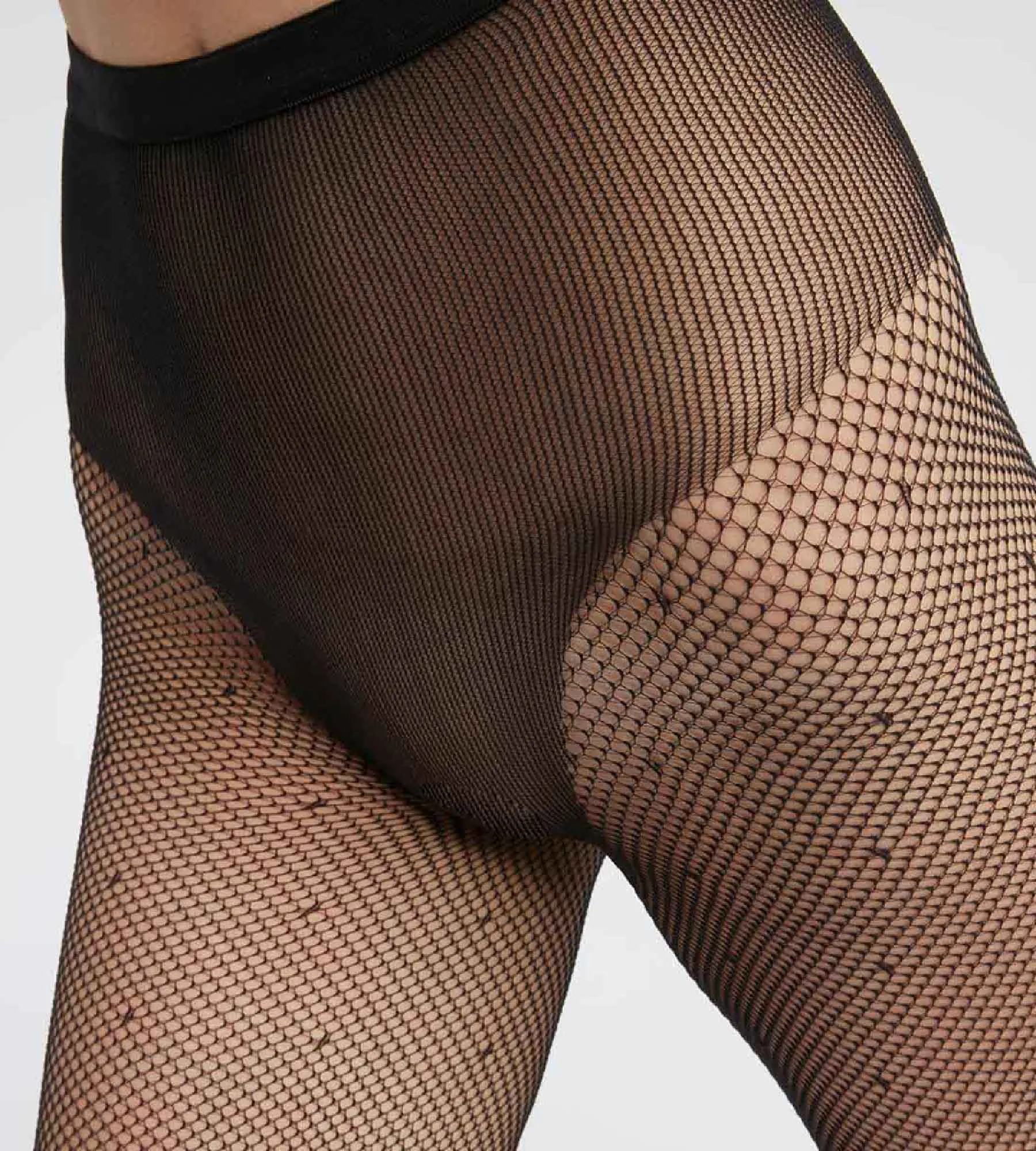 Collant femme en voile et pois à échancrure sexy Noir Dim Style