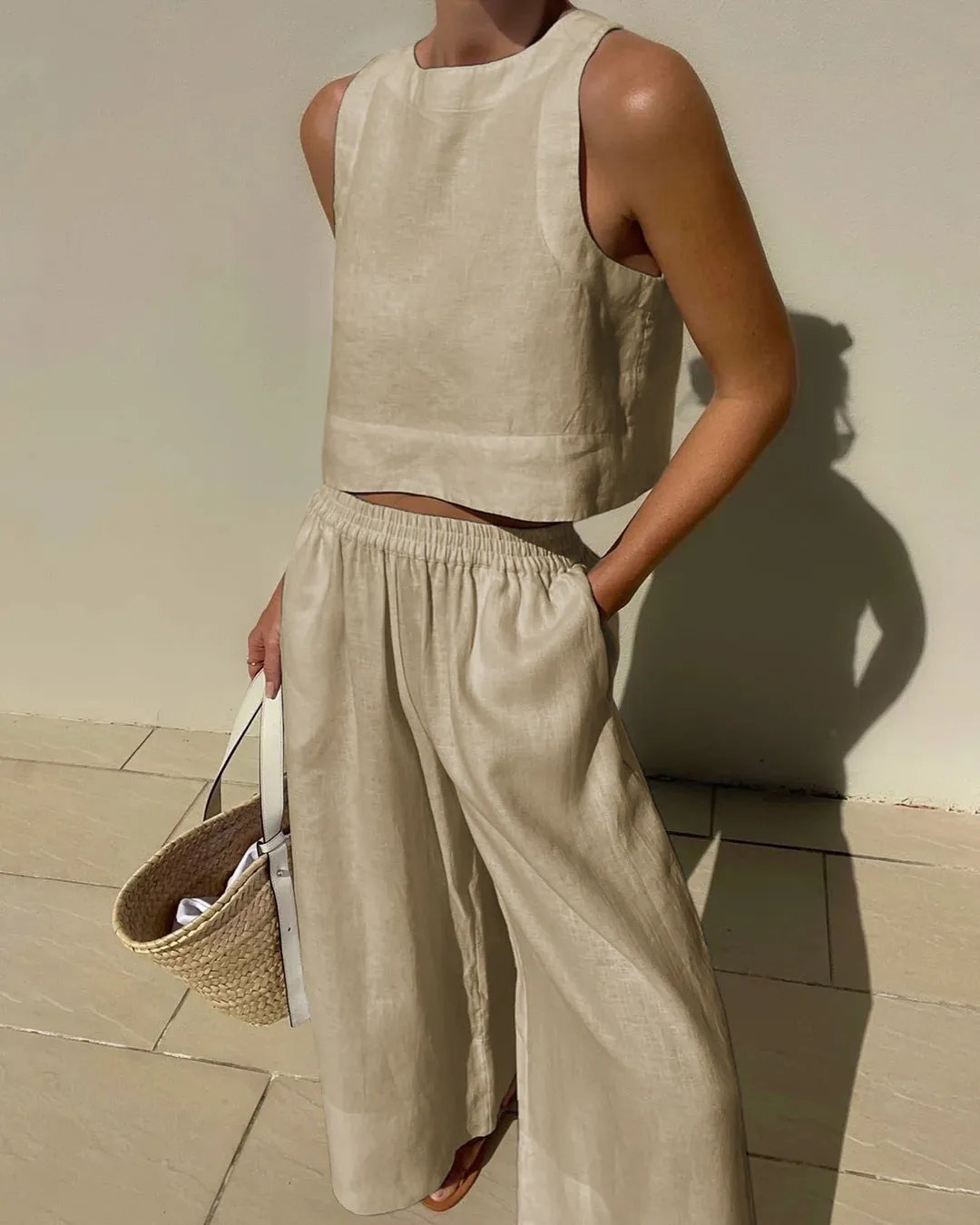 Crop Tops Wide Leg Pants Set