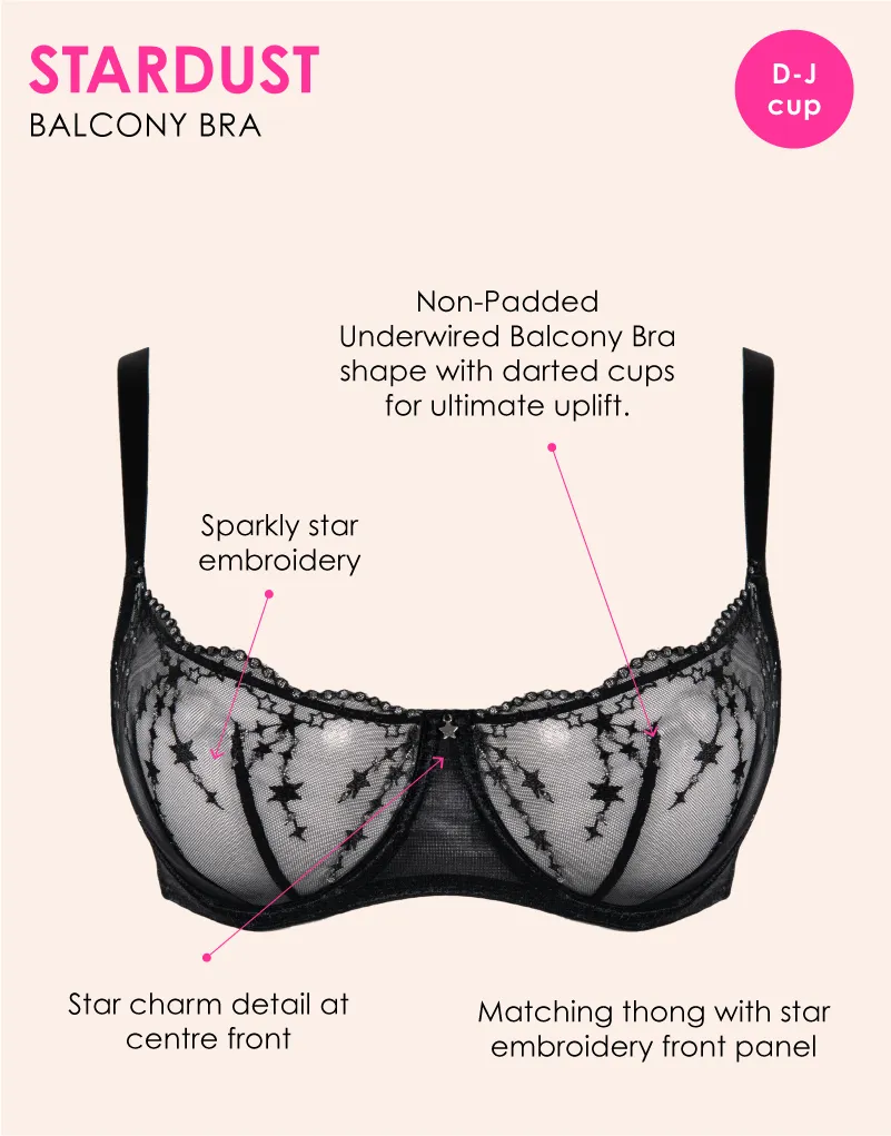 Curvy Kate Stardust Balcony Bra Black Sparkle