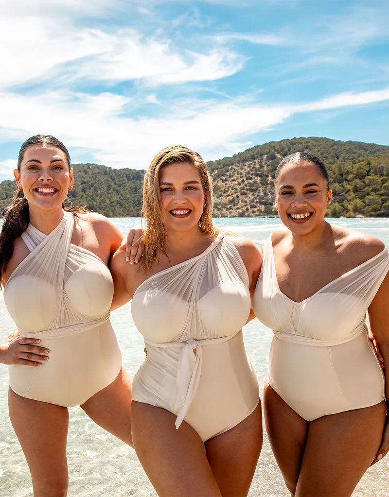 Curvy Kate Wrapsody Bandeau Strapless Multiway Swimsuit Oyster