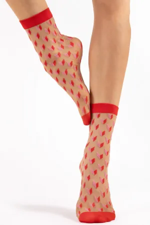 Dizzy Geometric Pattern Sheer Socks 20 Denier
