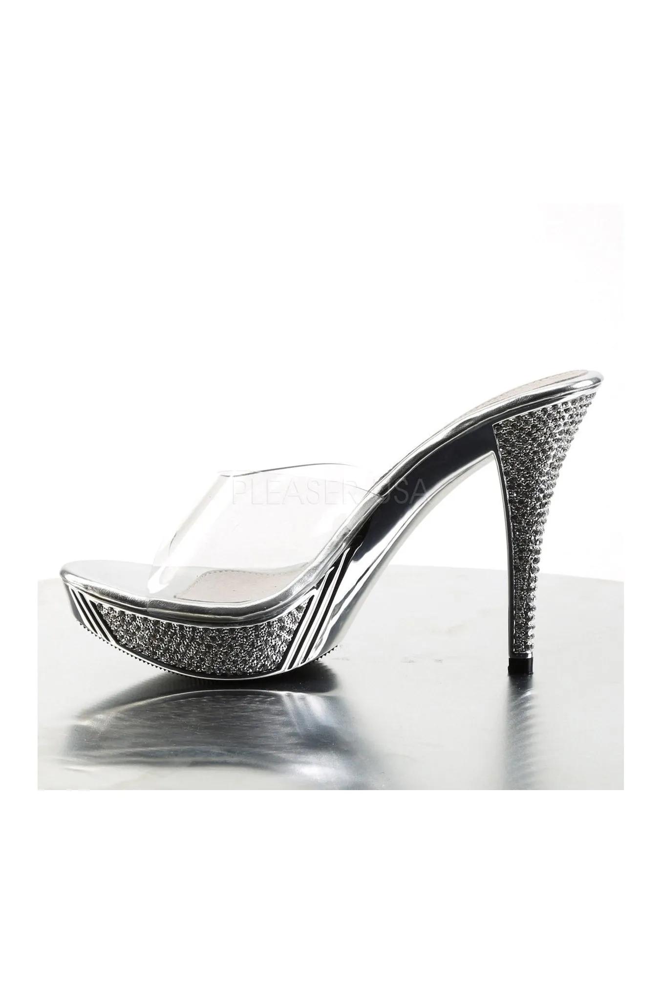 ELEGANT-401 Platform Slide | Clear Vinyl
