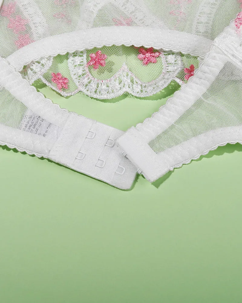 Embroidered Lace Heart Shape Lingerie Set
