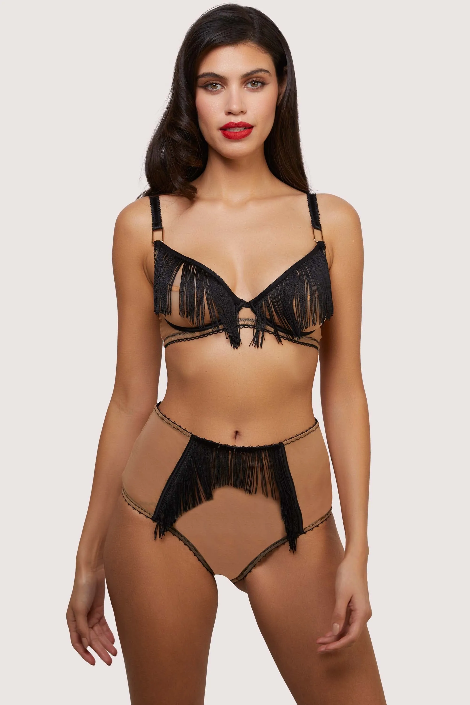 Esme Illusion Net and Fringe High Waisted Brief