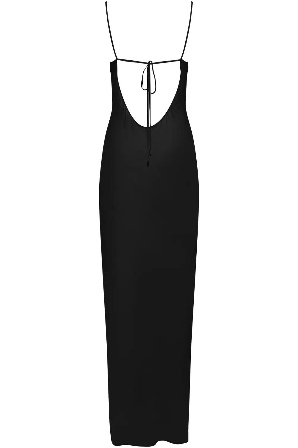 Fever Long Open Back Beach Dress in Black