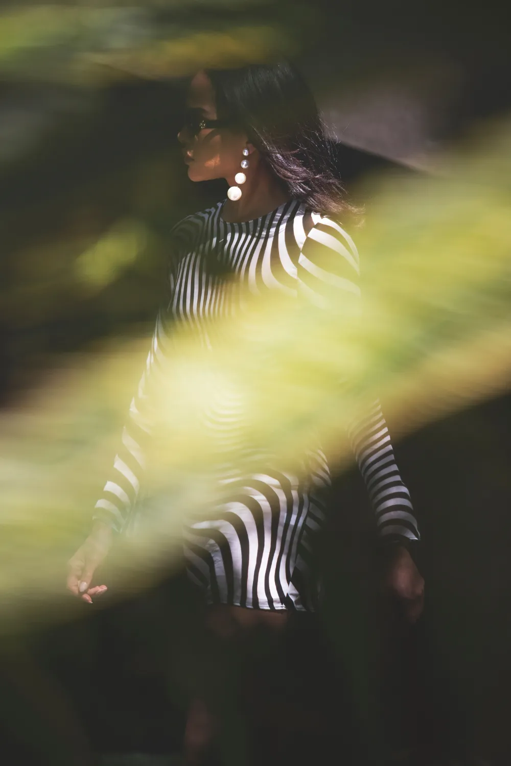 Fever Long Sleeve Short Beach Dress in Black & White
