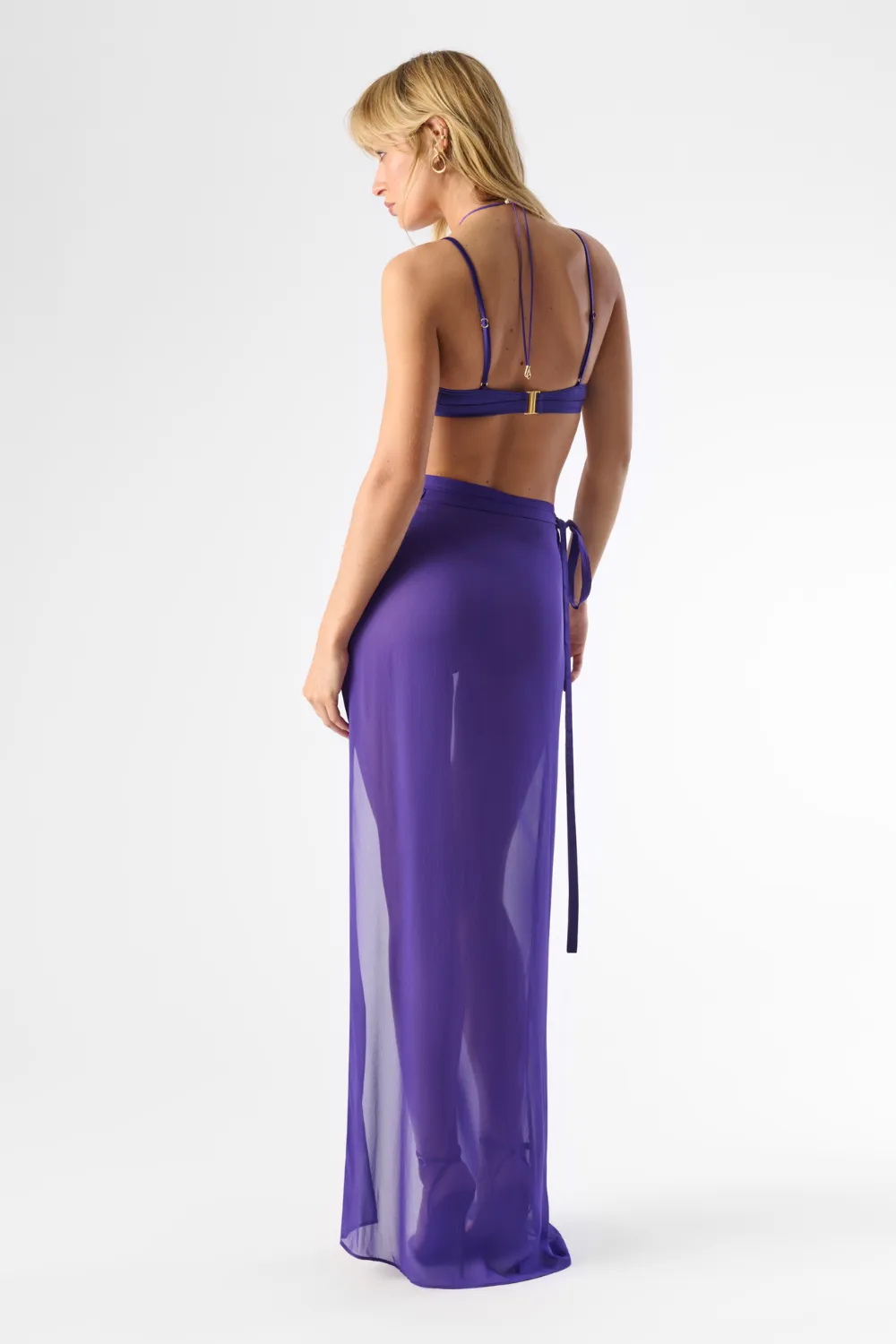 Fever Long Wrap Beach Skirt in Purple