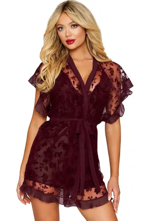 Floral Chiffon Chemise & Teddy Set