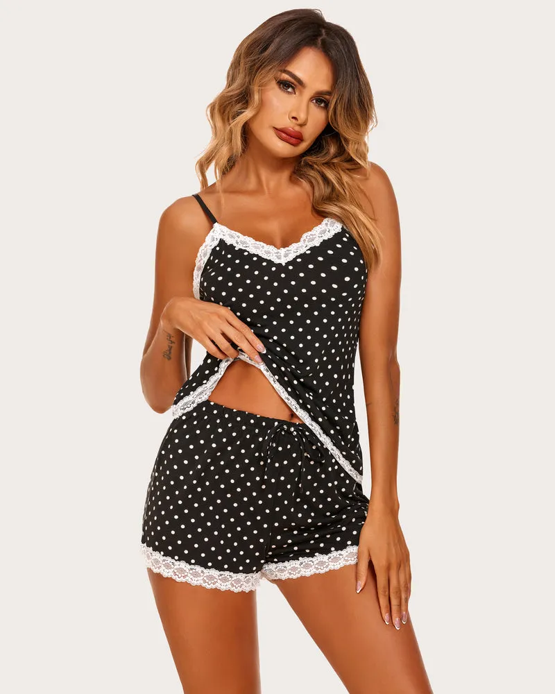 Floral Trim Cami Pajama Set