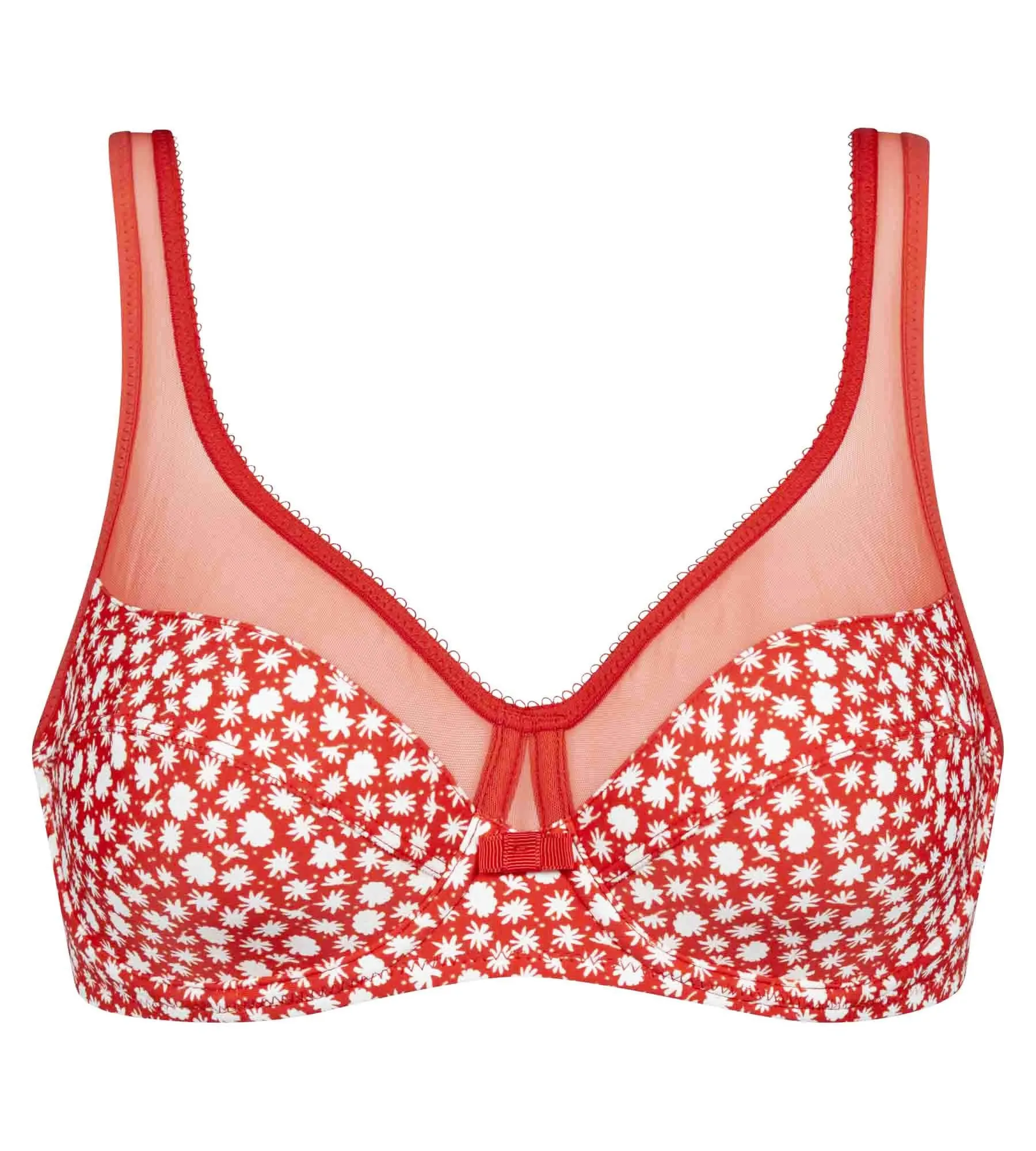 Full cup underwire floral bra in Red Generous Dim