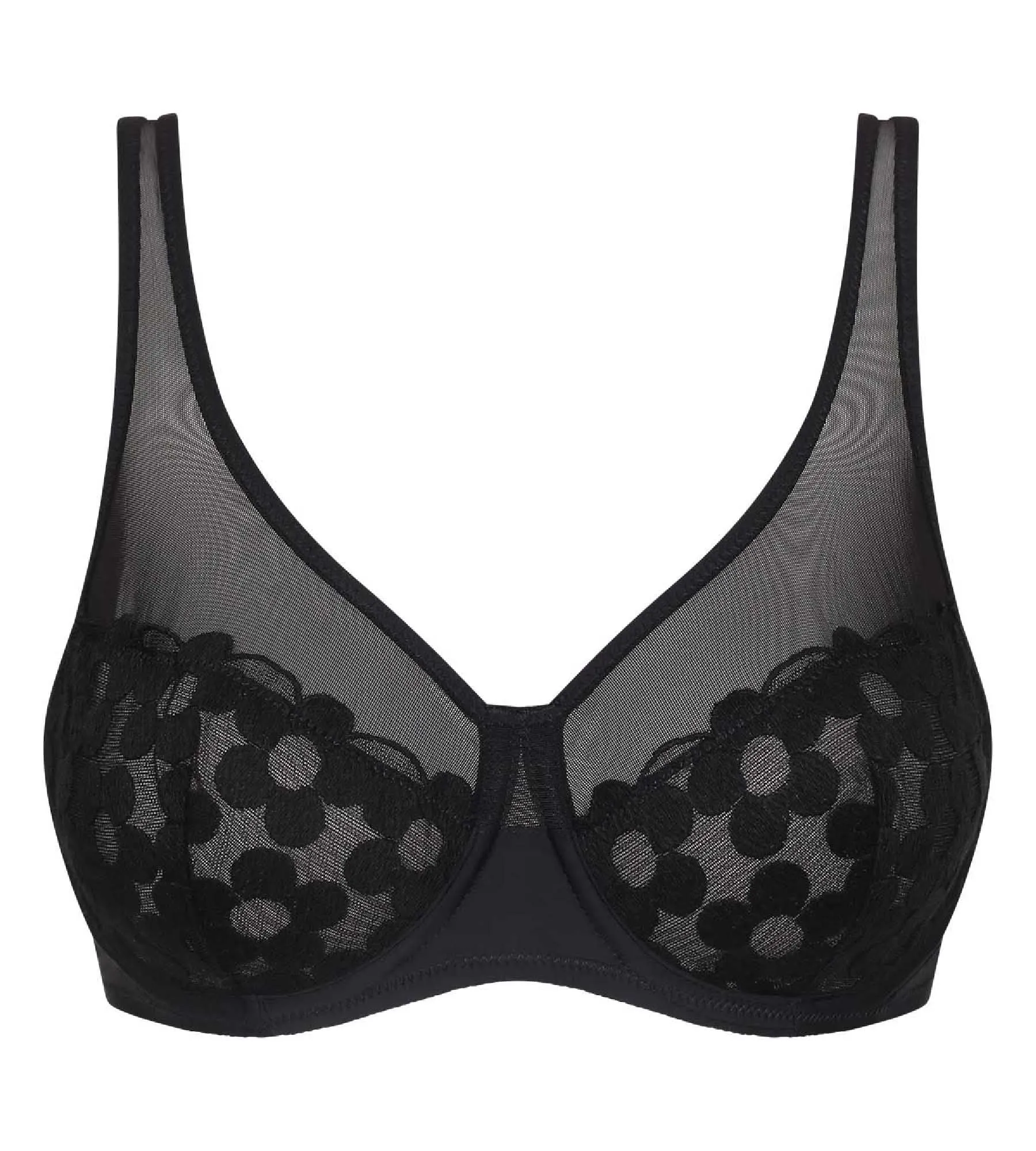 Generous Broderie black underwired bra