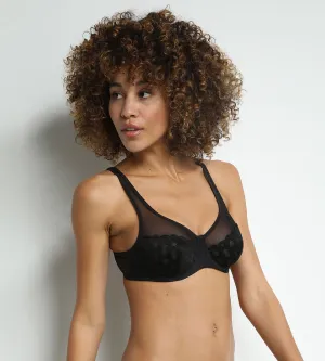 Generous Broderie black underwired bra
