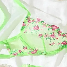 Glow Up. Lace Down Sheer Lace Bra & Thong Lingerie