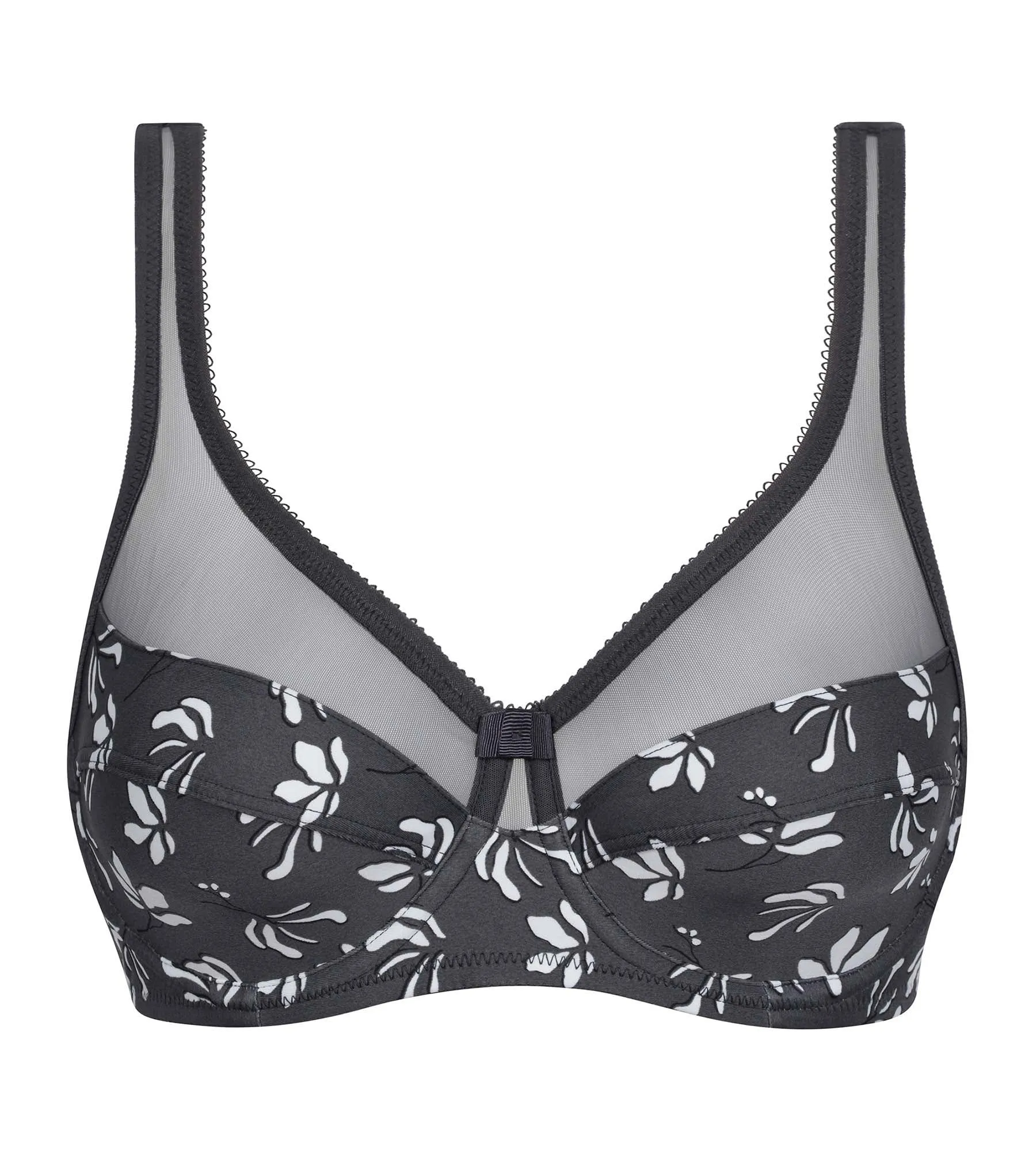 Gray floral microfiber and tulle underwire bra Dim Generous