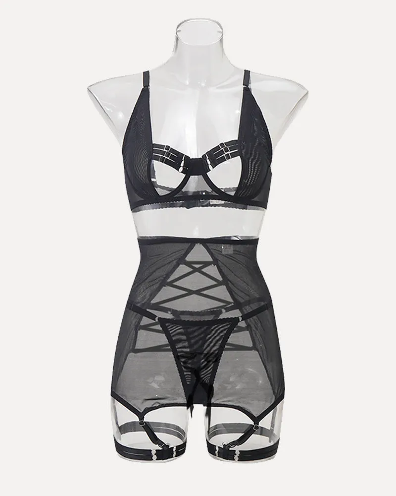 Hollow Out Tops and Skirt Sets with Gloves