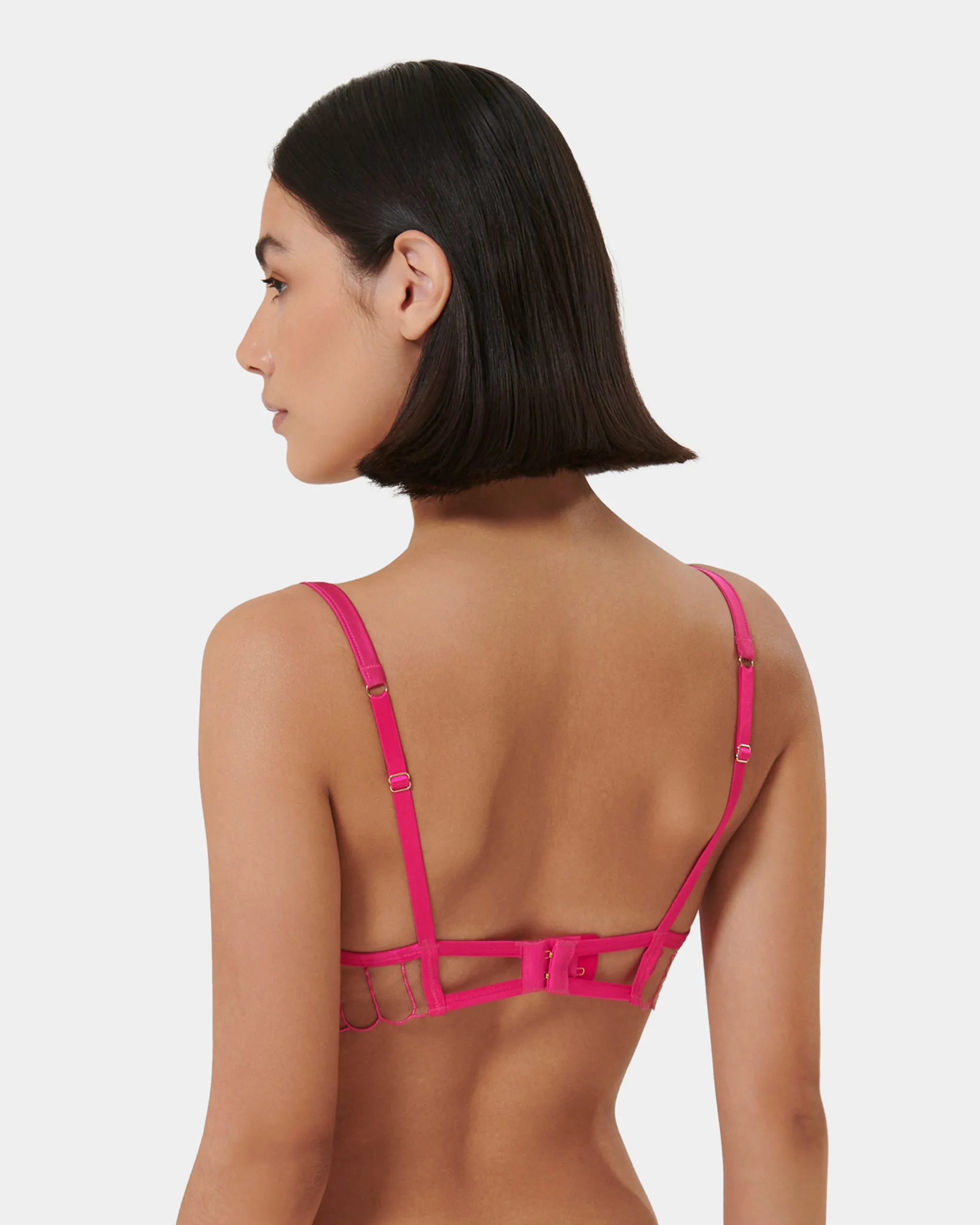 Imogen Embroidered Sheer Bra Pink