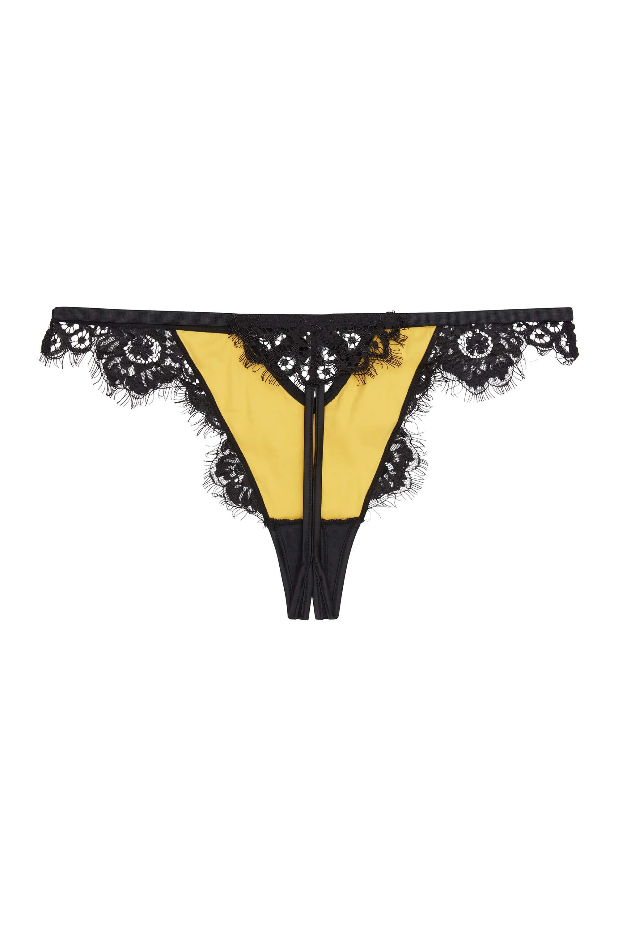 Jaquelina Mustard Contrast Crotchless Thong