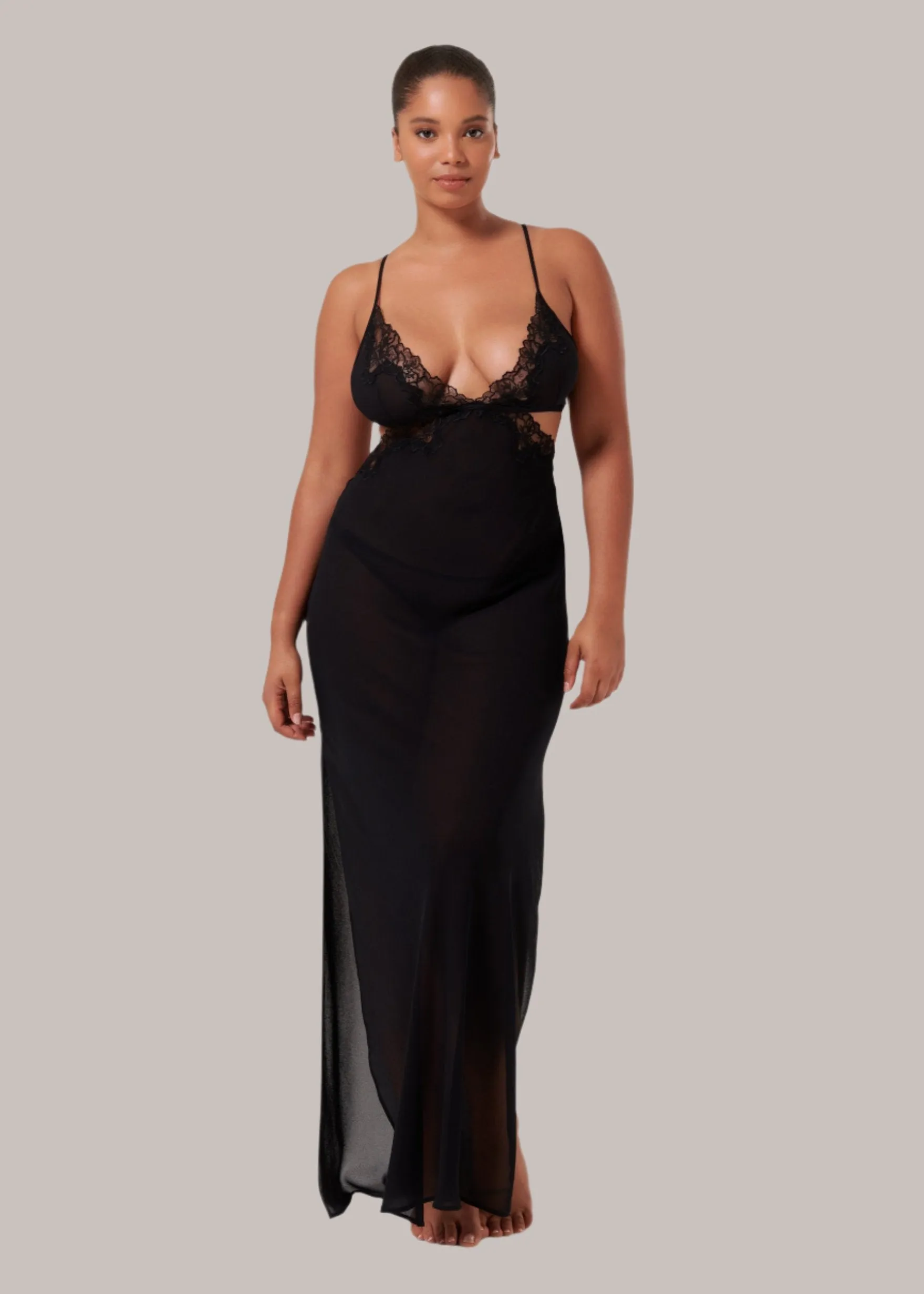 Julianne Long Chemise (Black)