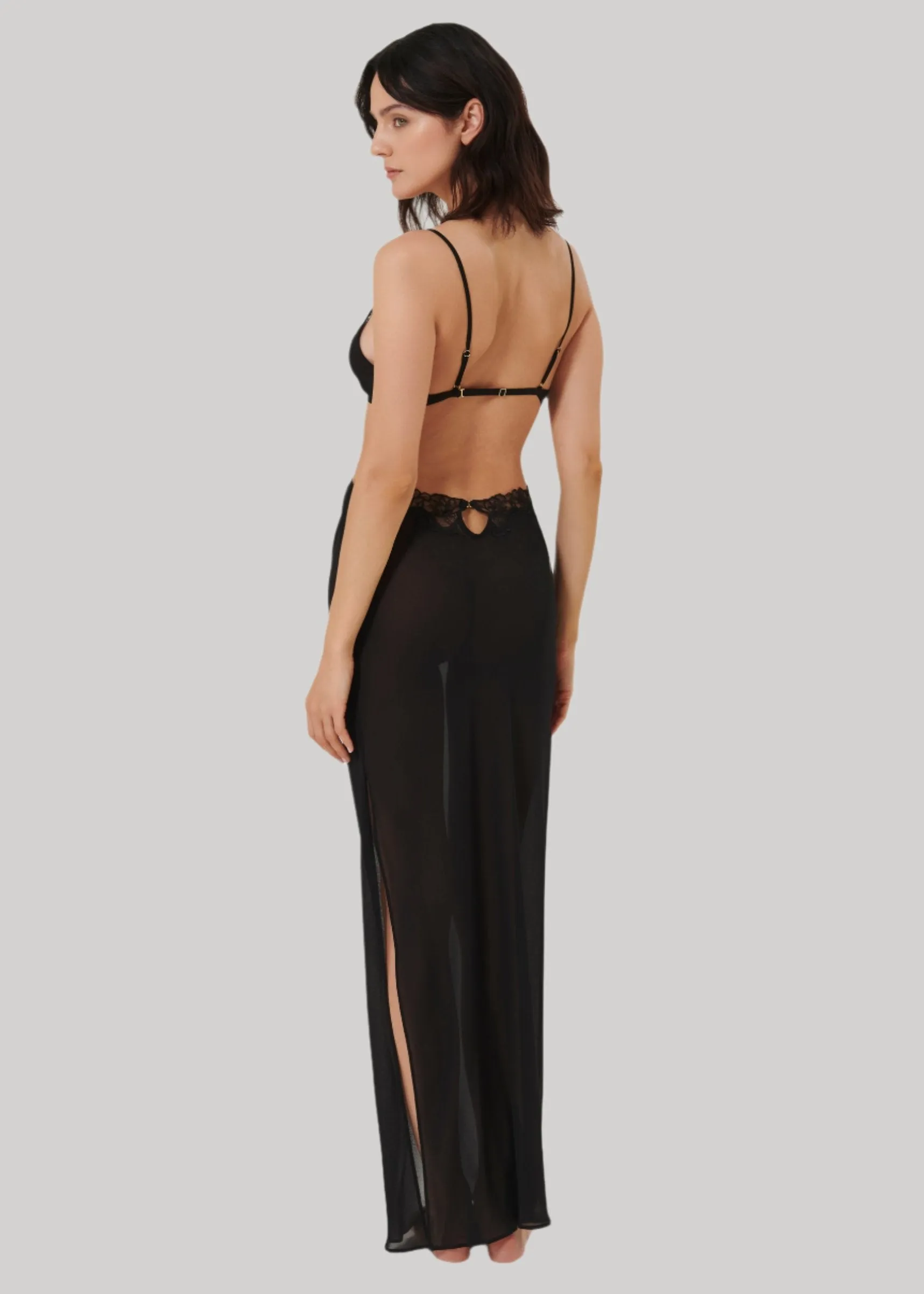 Julianne Long Chemise (Black)