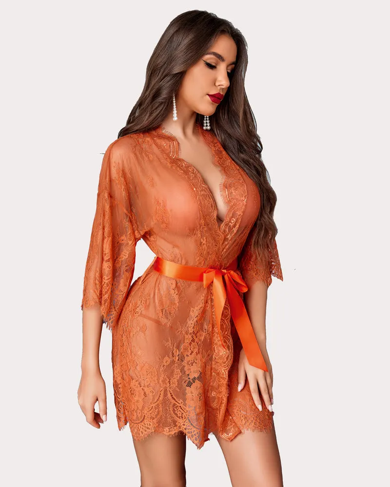 Lace Kimono Mesh Robe