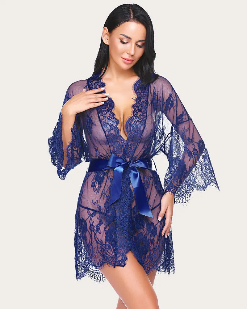 Lace Kimono Mesh Robe