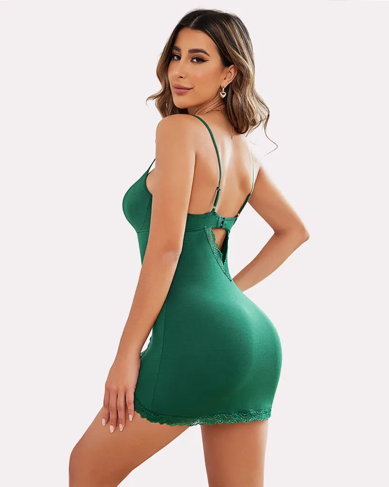 Lace Leopard Print Full Slip Dress (DE Only)