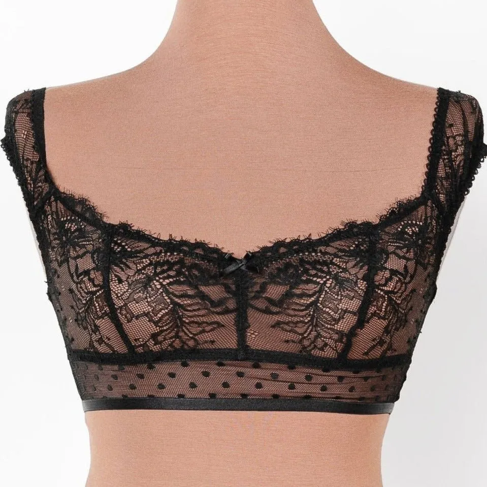 Lacy Off-The-Shoulder Bralette - Black