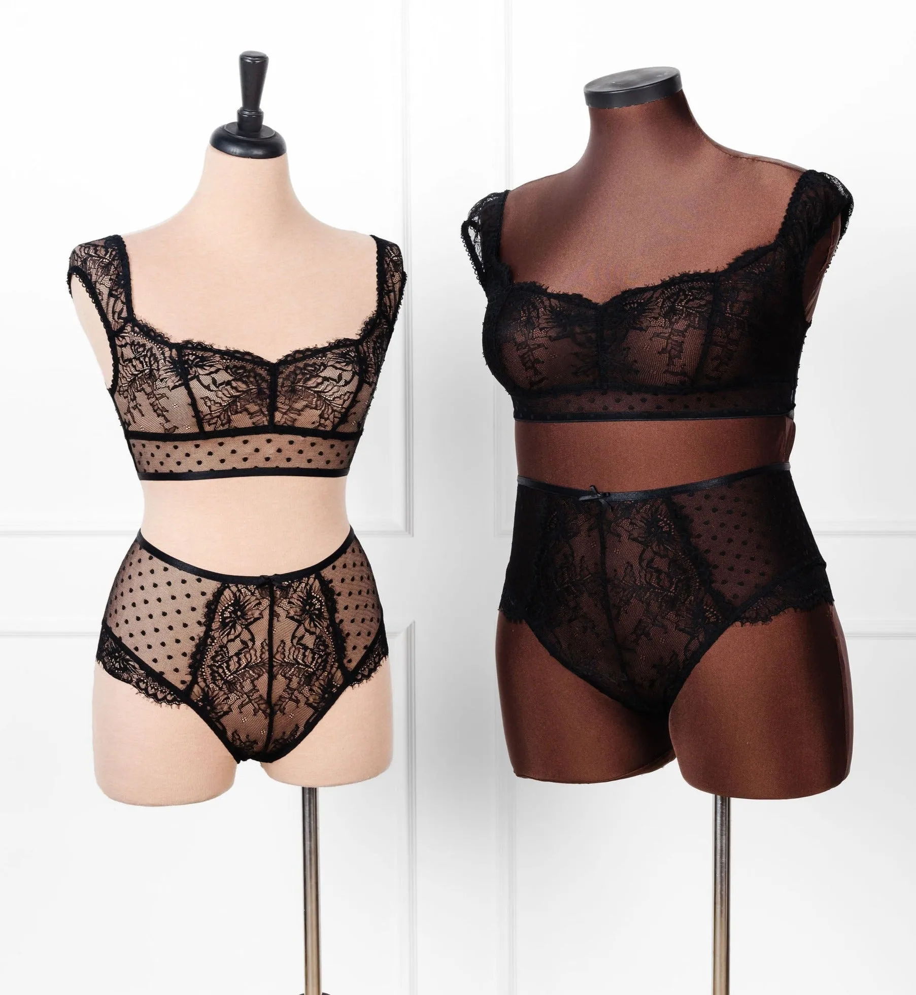 Lacy Off-The-Shoulder Bralette - Black
