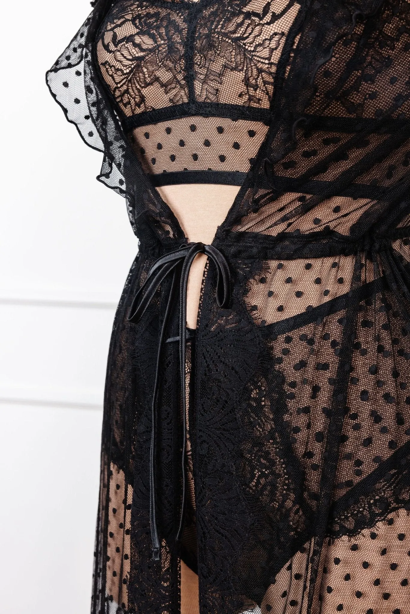 Lacy Off-The-Shoulder Bralette - Black