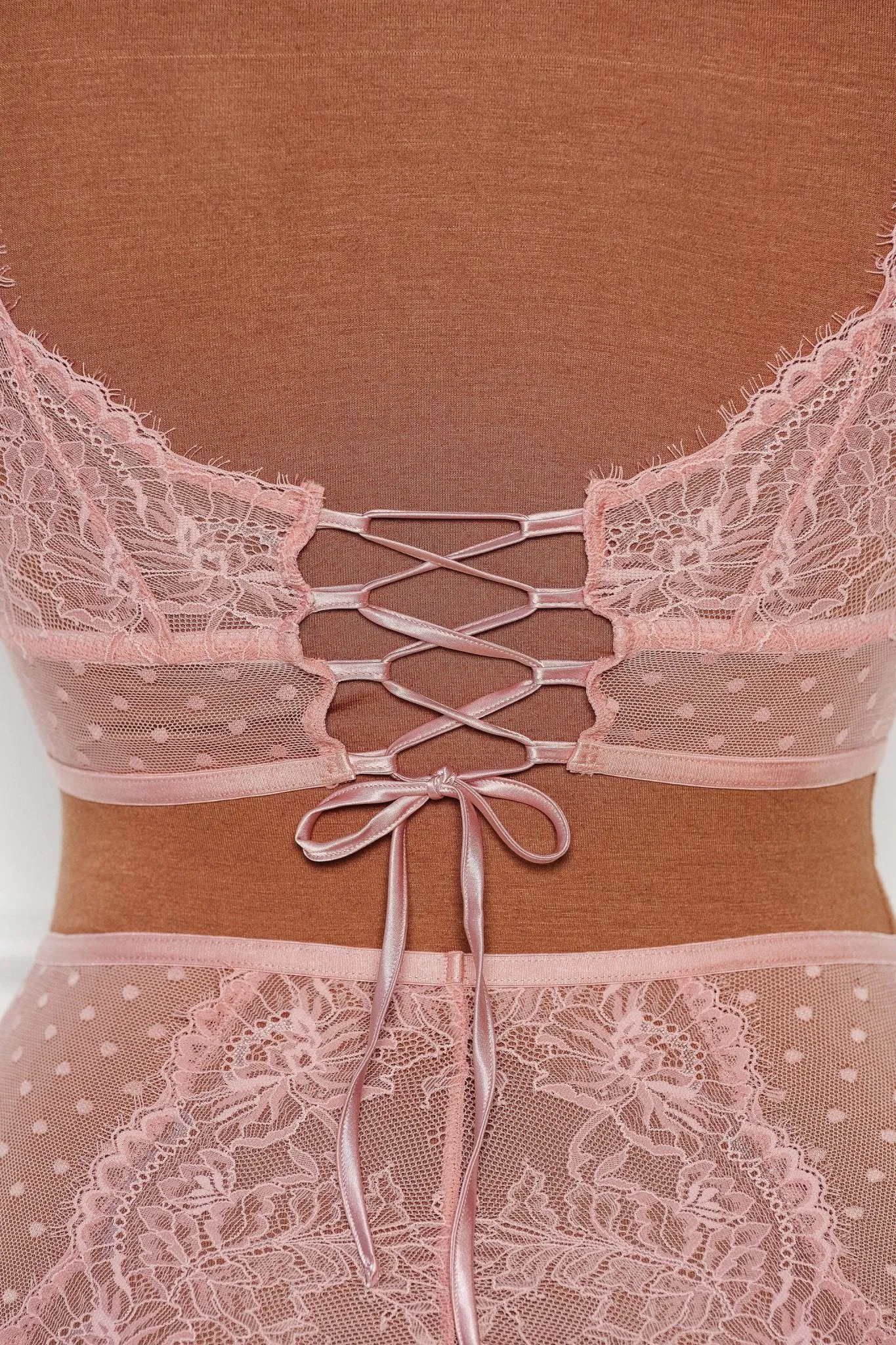 Lacy Off-The-Shoulder Bralette - Blush