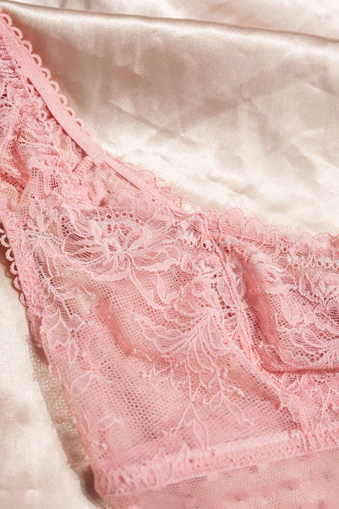 Lacy Off-The-Shoulder Bralette - Blush