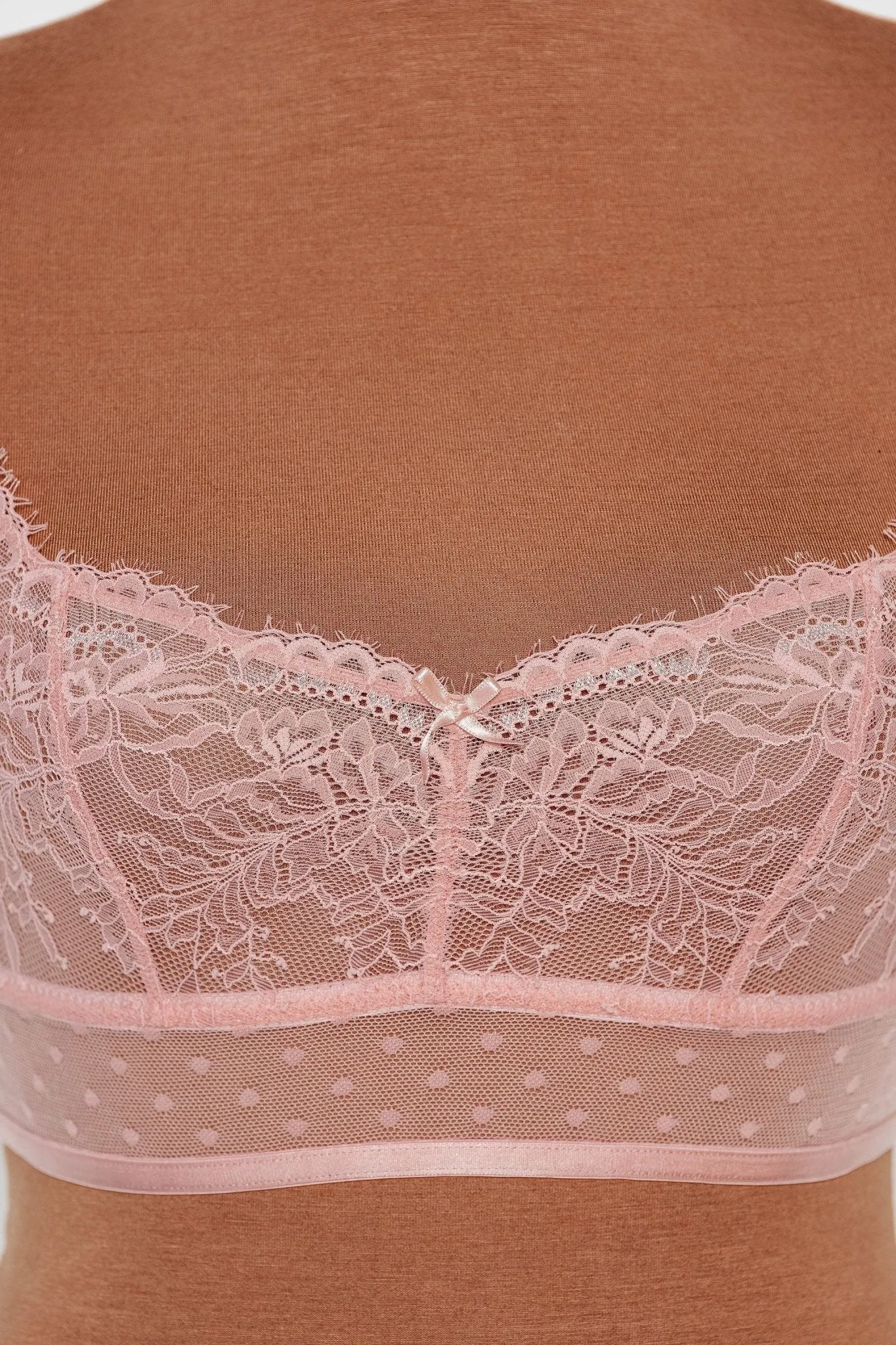 Lacy Off-The-Shoulder Bralette - Blush