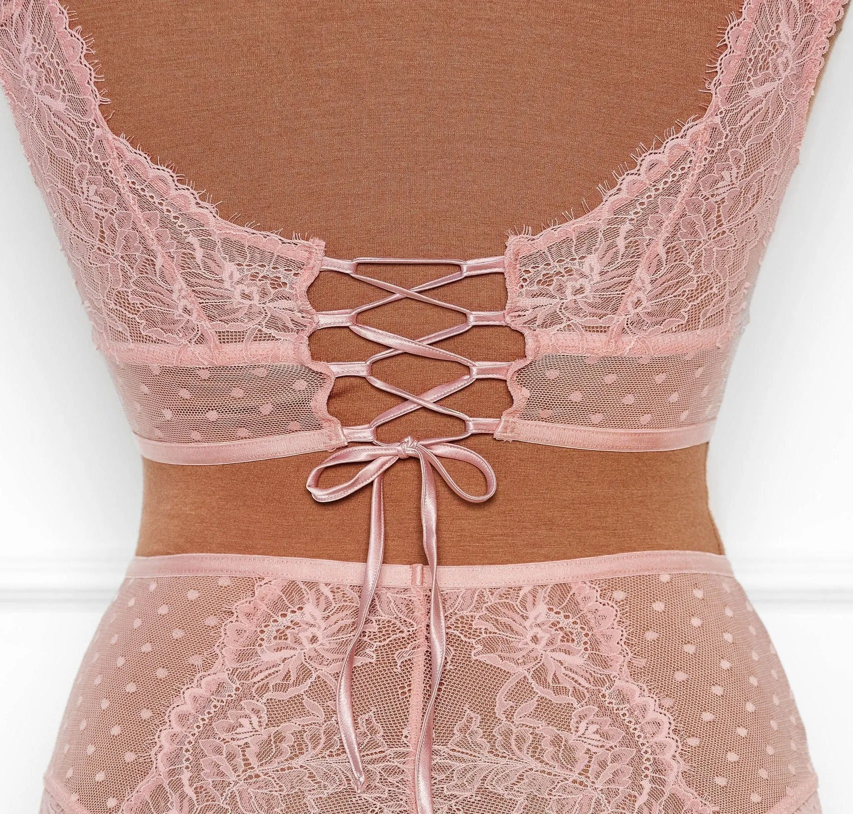 Lacy Off-The-Shoulder Bralette - Blush