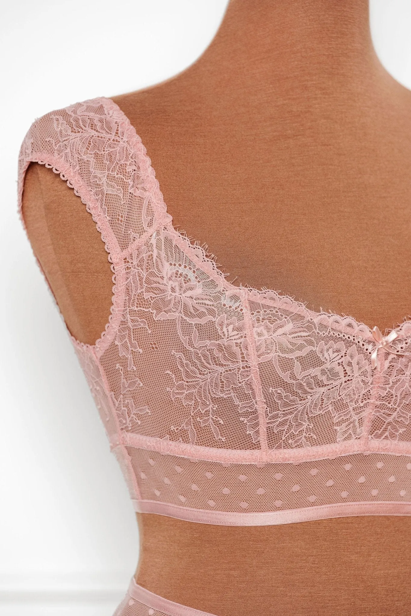 Lacy Off-The-Shoulder Bralette - Blush