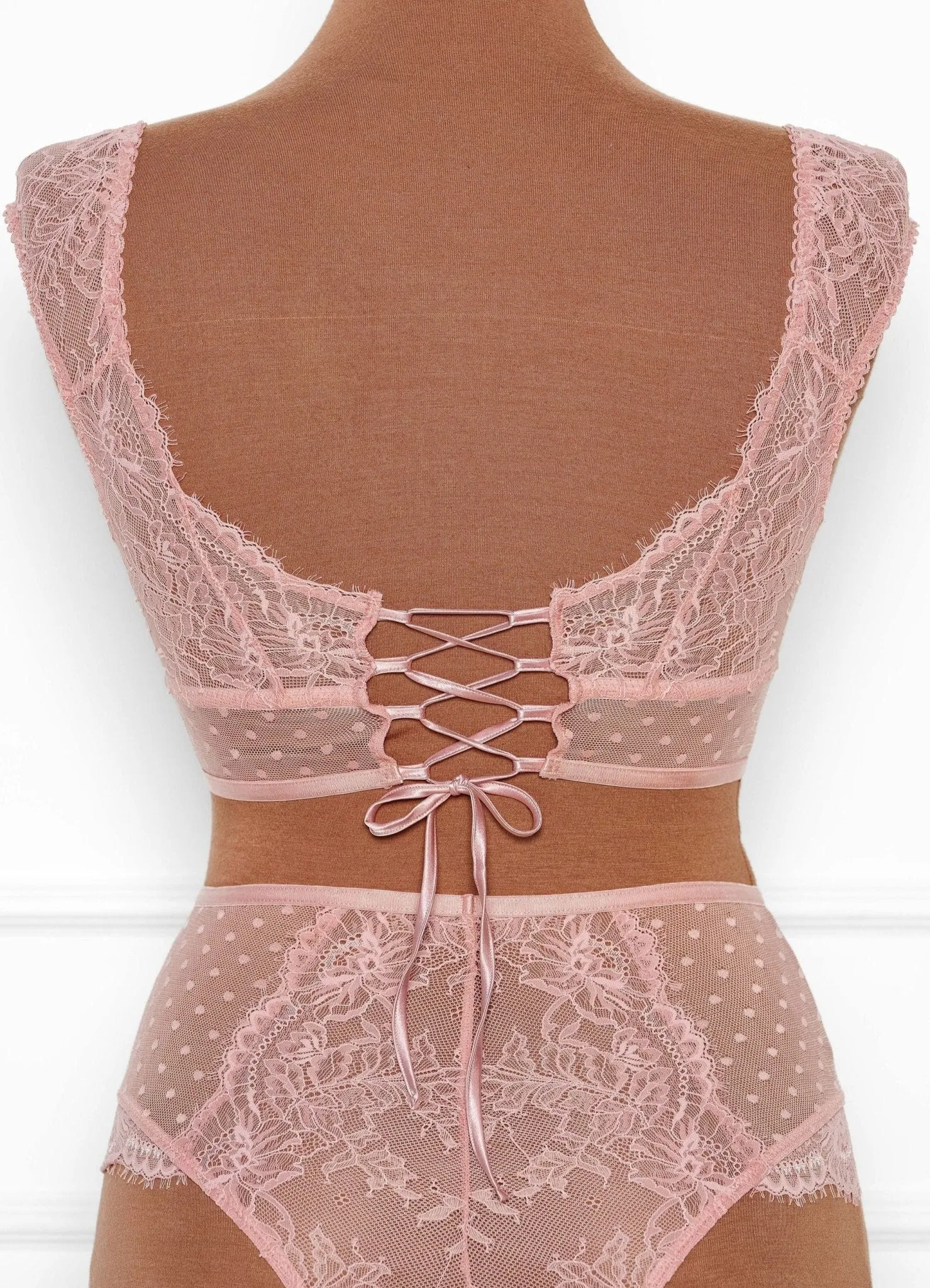 Lacy Off-The-Shoulder Bralette - Blush