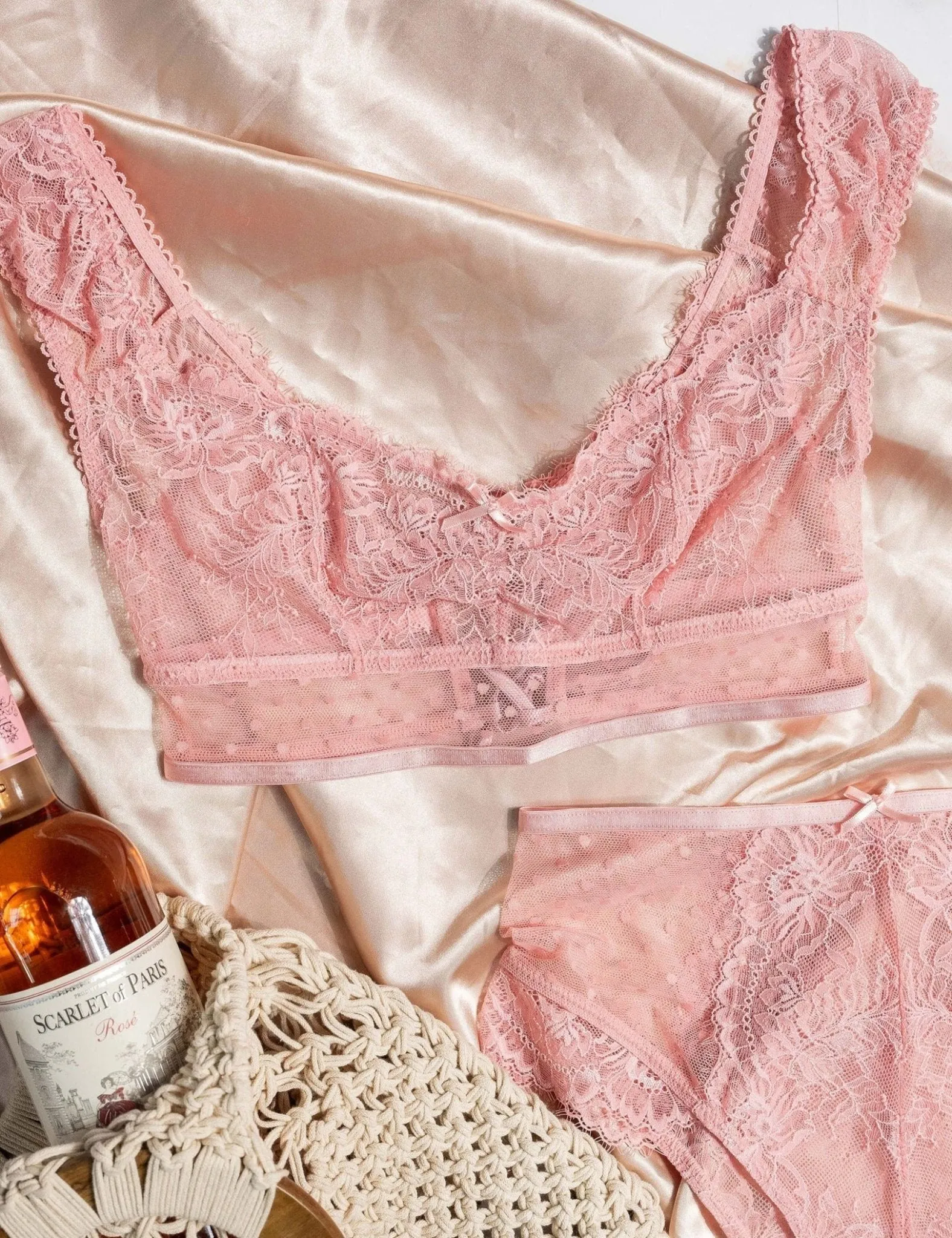 Lacy Off-The-Shoulder Bralette - Blush