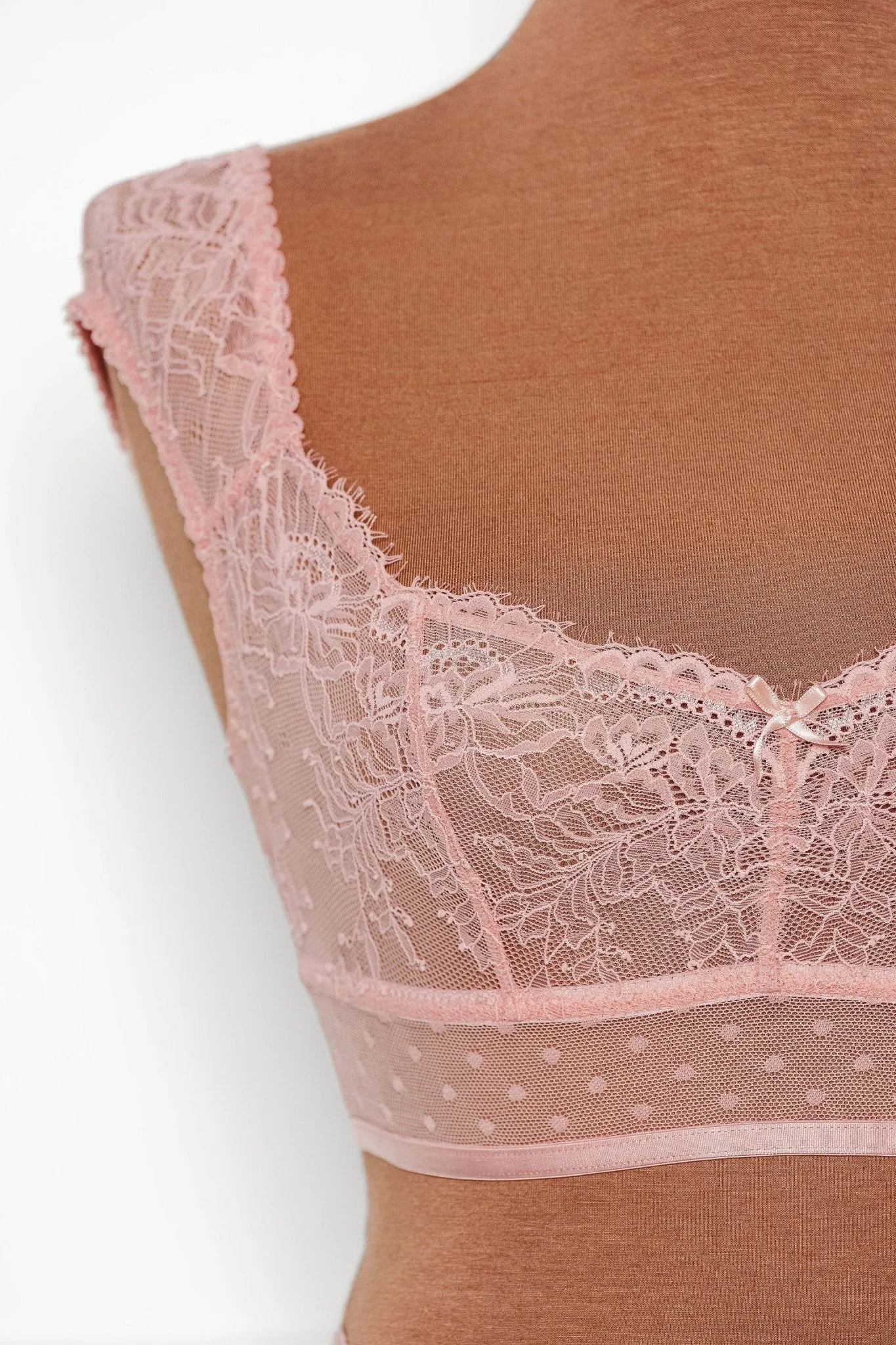 Lacy Off-The-Shoulder Bralette - Blush