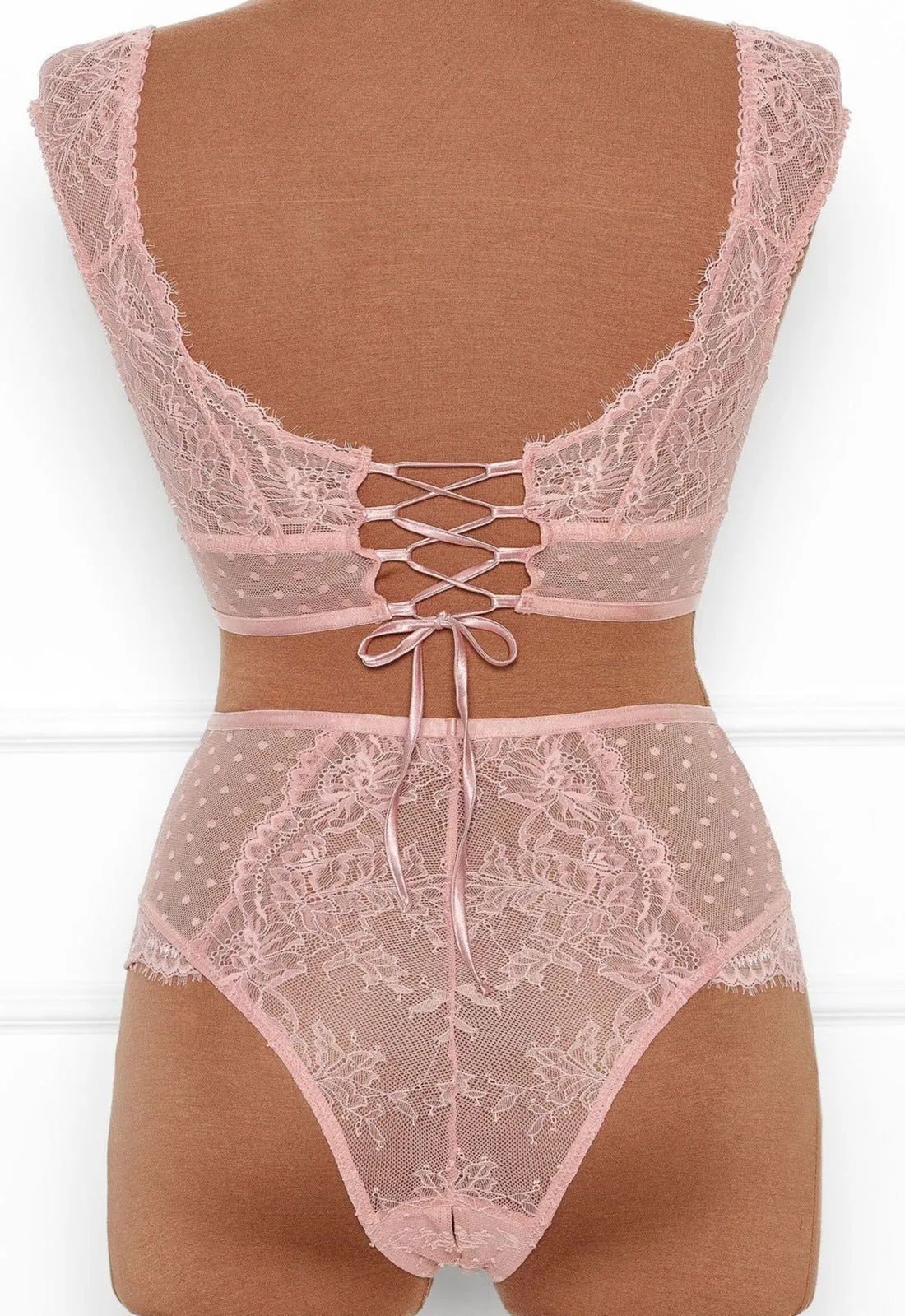 Lacy Off-The-Shoulder Bralette - Blush