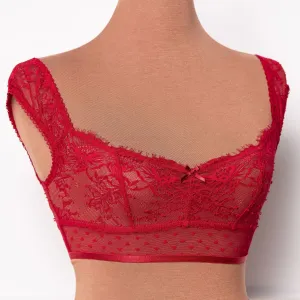 Lacy Off-The-Shoulder Bralette - Red