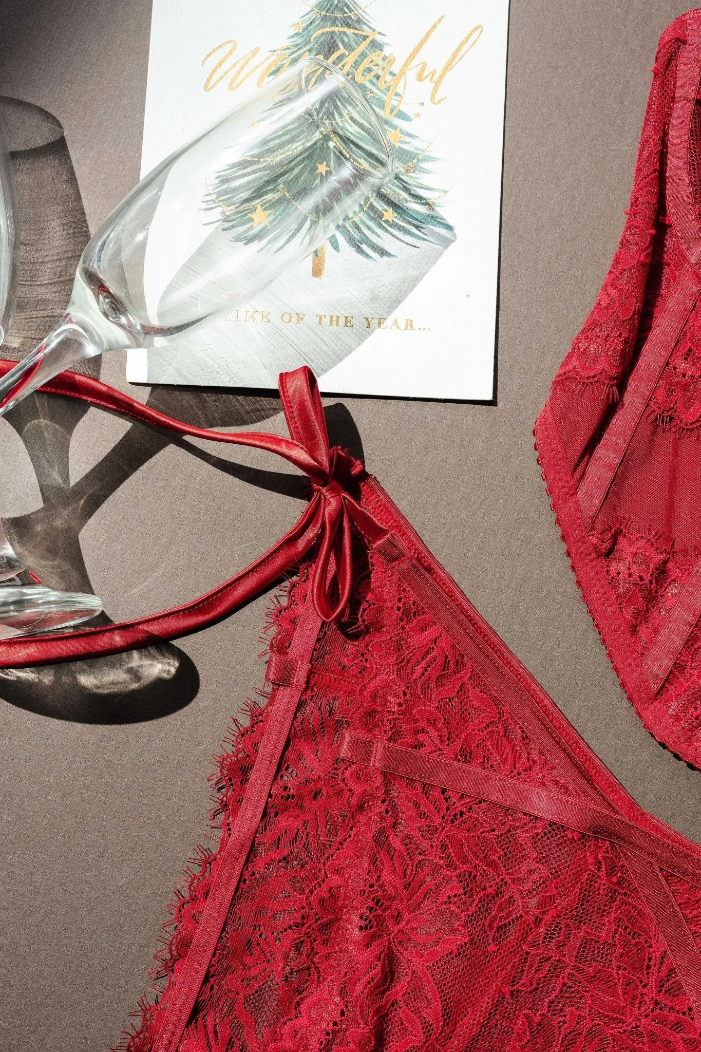 Lacy Side Tie Panty - Red