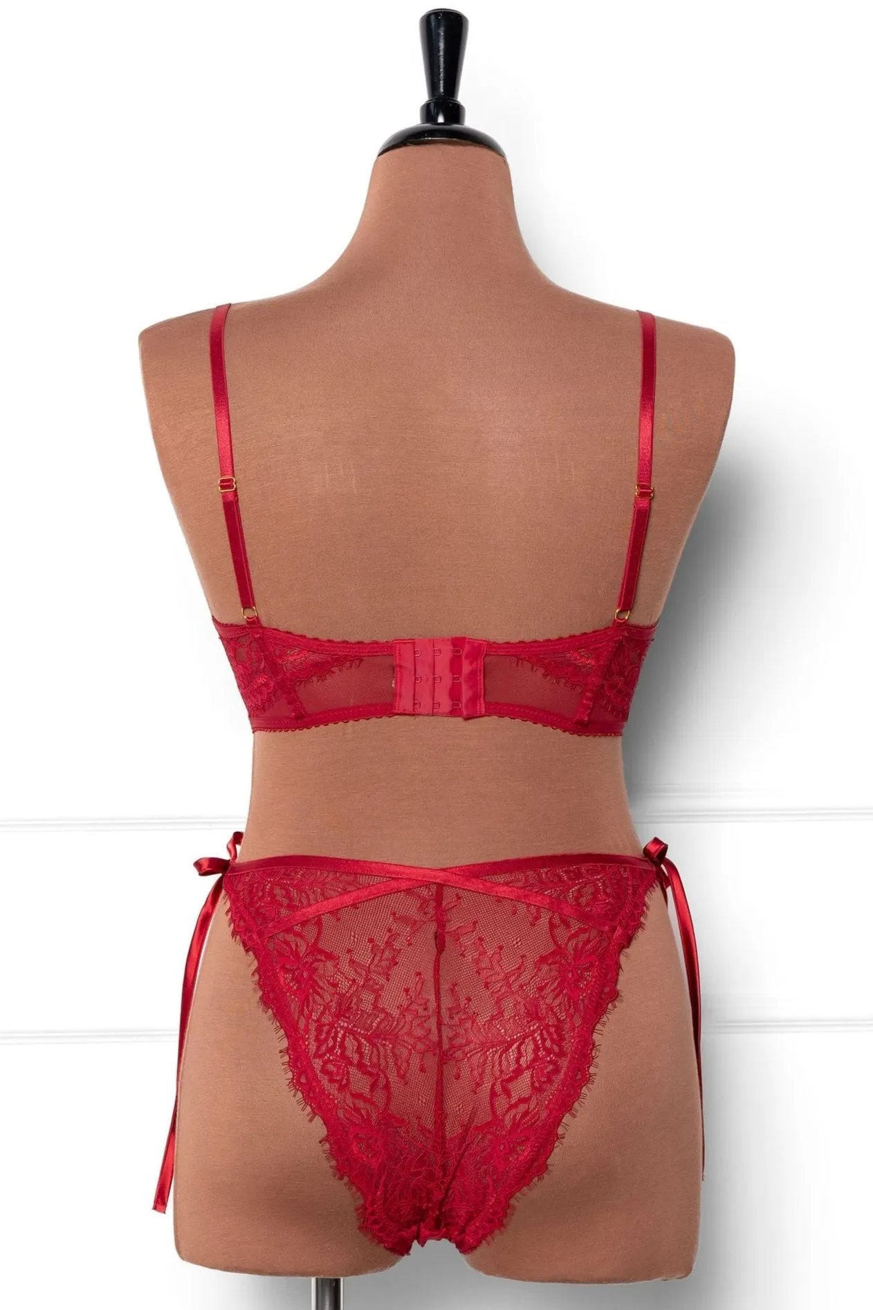 Lacy Side Tie Panty - Red
