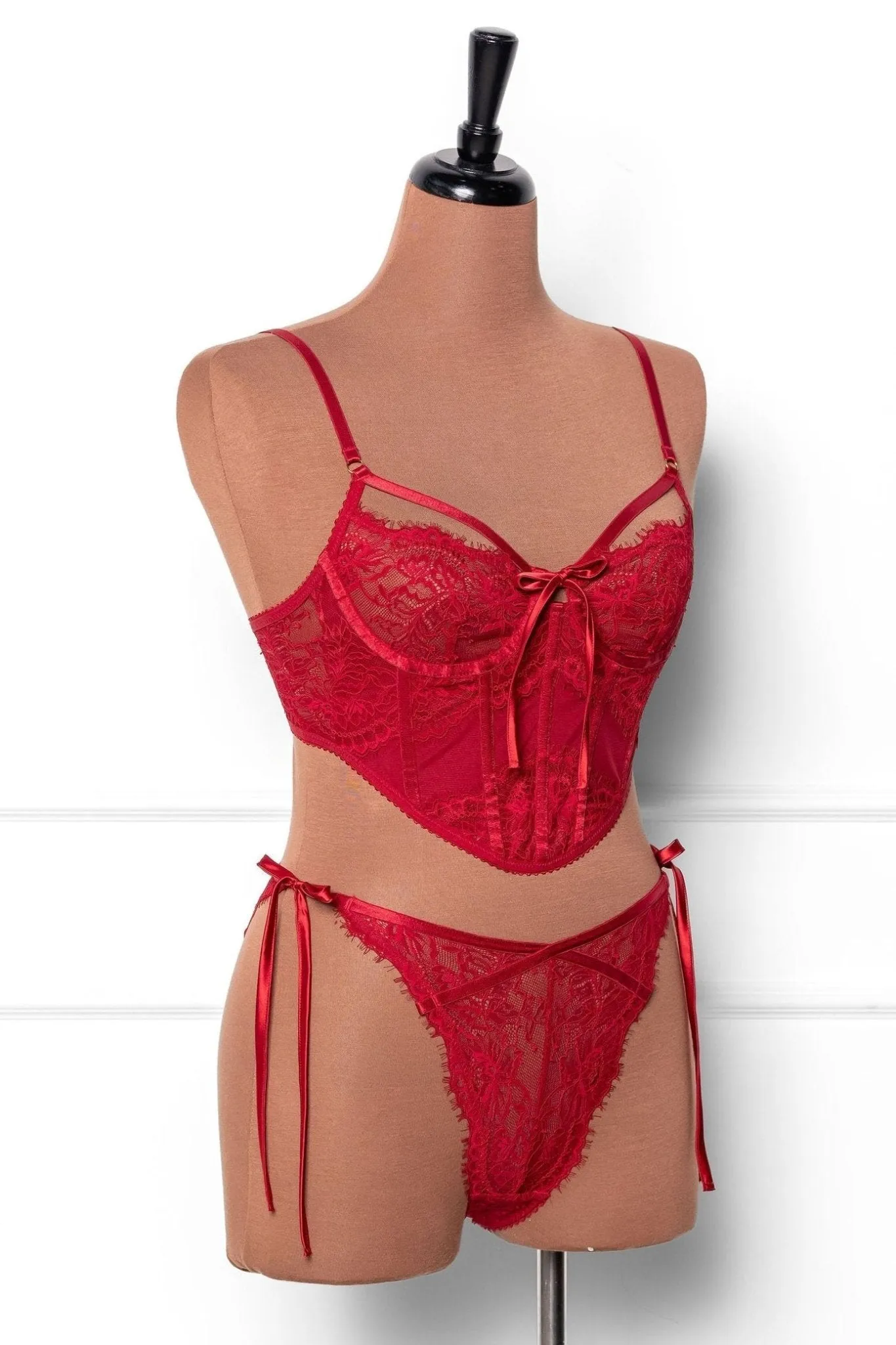 Lacy Side Tie Panty - Red