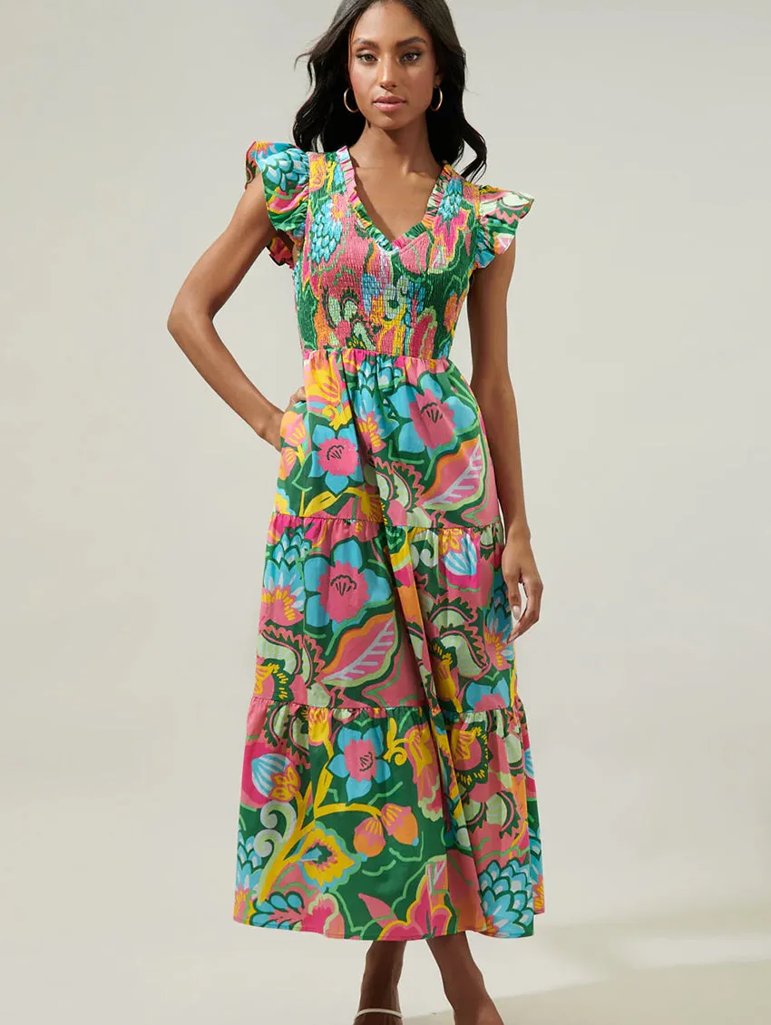 Lanai Sunfire Tiered Maxi Dress